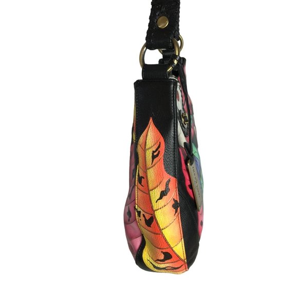 Anuschka NEVER USED Handpaint Leather Shoulder Bag Lady Bugs Butterfly - Picture 9 of 12